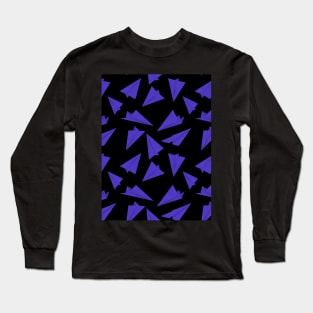 Paper Planes Pattern Purple Black Long Sleeve T-Shirt